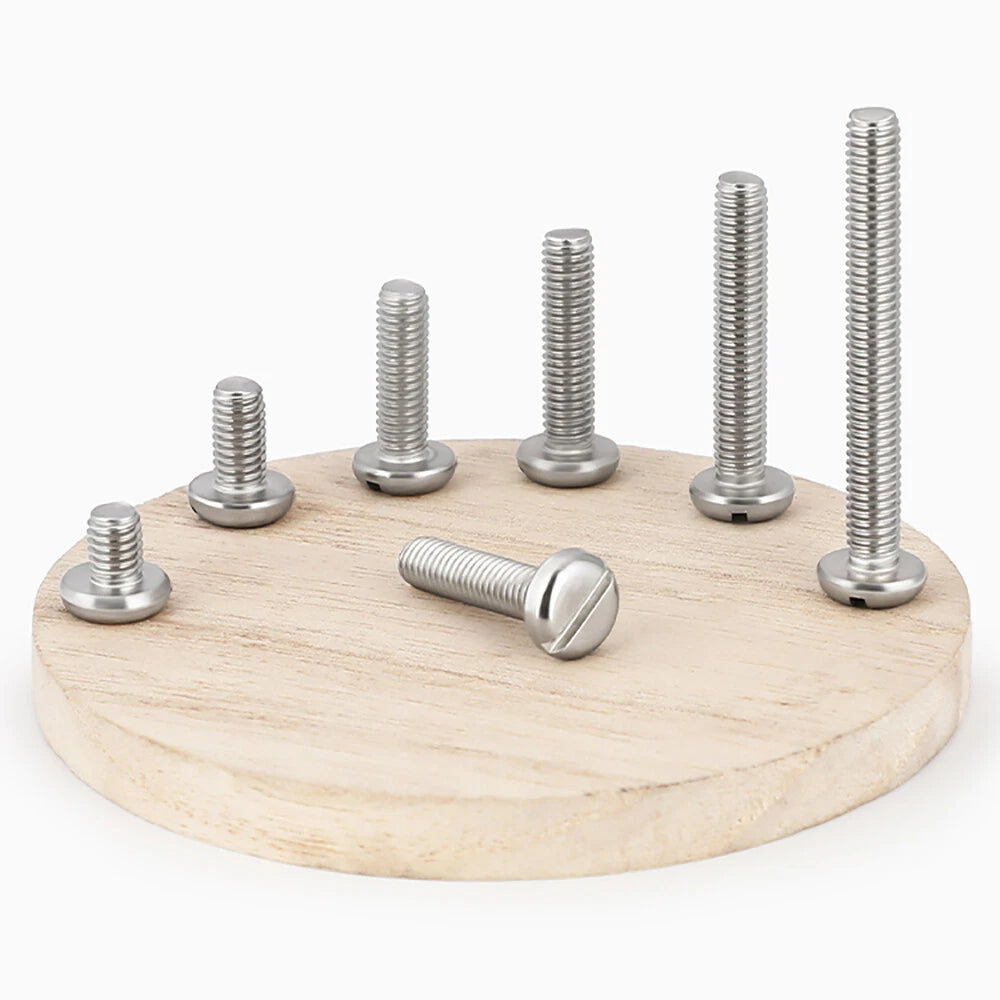 Slotted Pan Head Machine Screws – M1.6 to M4, A2 Stainless Steel, Fully Threaded, Lengths 3mm–60mm