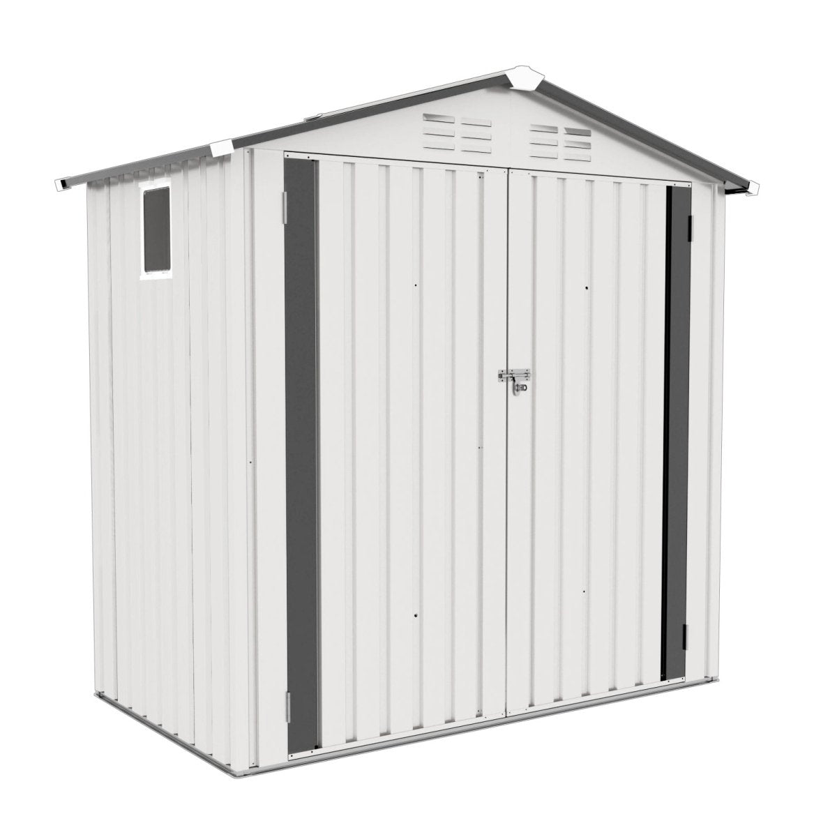 6X4 FT Metal Outdoor Storage Shed,Tool Shed with Pitched Roof Watertight with Positive Window and Lockable Door Compact Metal Tool Shed for Garden, Backyard,Patio,Sundries and Bike Storage, White+Gray - HomeDIYer