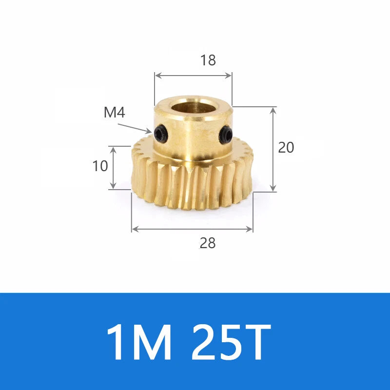 Brass Worm Wheel Gear 1/1.5 Modulus Transmission Gear Worm Rod Worm Gear Shaft
