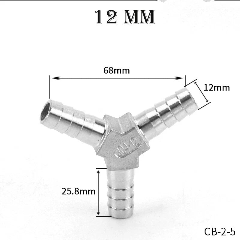 Y Piece Hose Joiner – Stainless Steel Barbed Connector for Air, Fuel & Water Lines