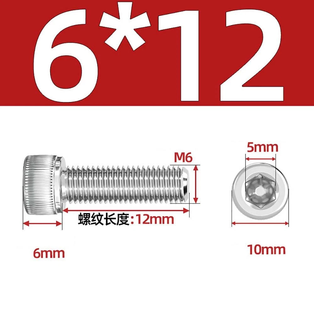 Socket Head Cap Screws – A2 Stainless Steel, M6 to M24, Hex Drive (DIN 912)