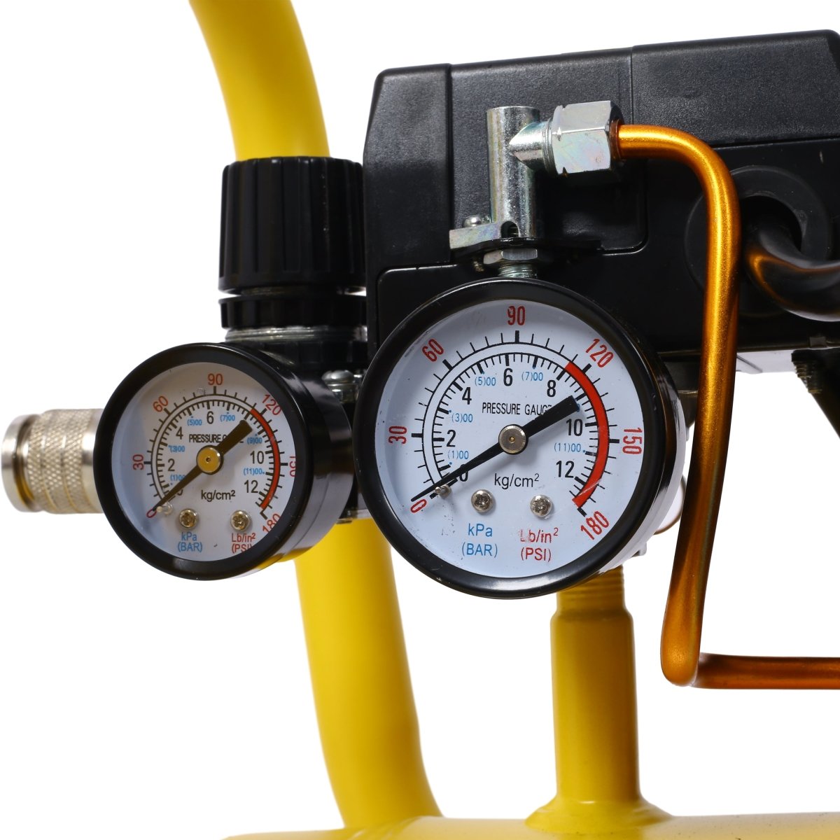 2.5 HP Silent Air Compressor 13 Gallon, Oil - Free, Electric Shop Air Compressor Portable,Lightweight with Wheels, 70 dBA Noise Level, with Automatic Drain Valve,Yellow - HomeDIYer