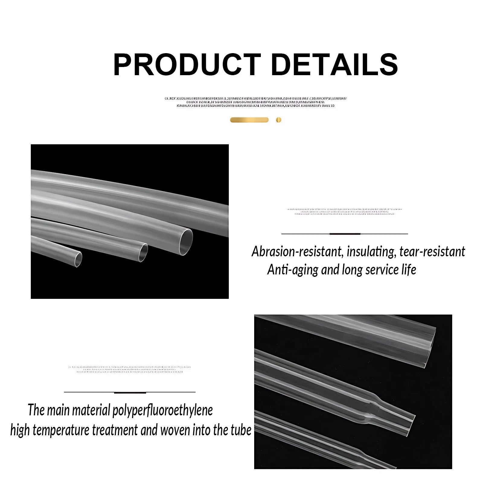 Clear PTFE 4:1 Heat Shrink Tubing — 260°C High Temp, φ0.5mm–φ40mm