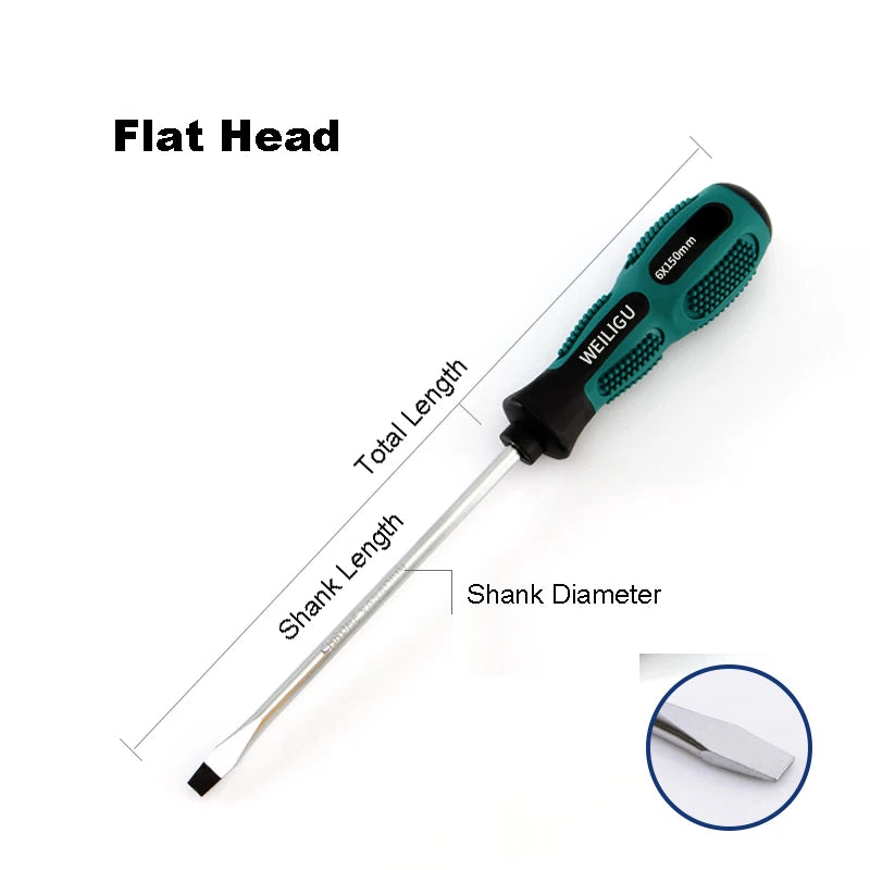 Shank L38-300mm Premium Magnetic Screwdriver Set Cross-Head Flat Heads Precision