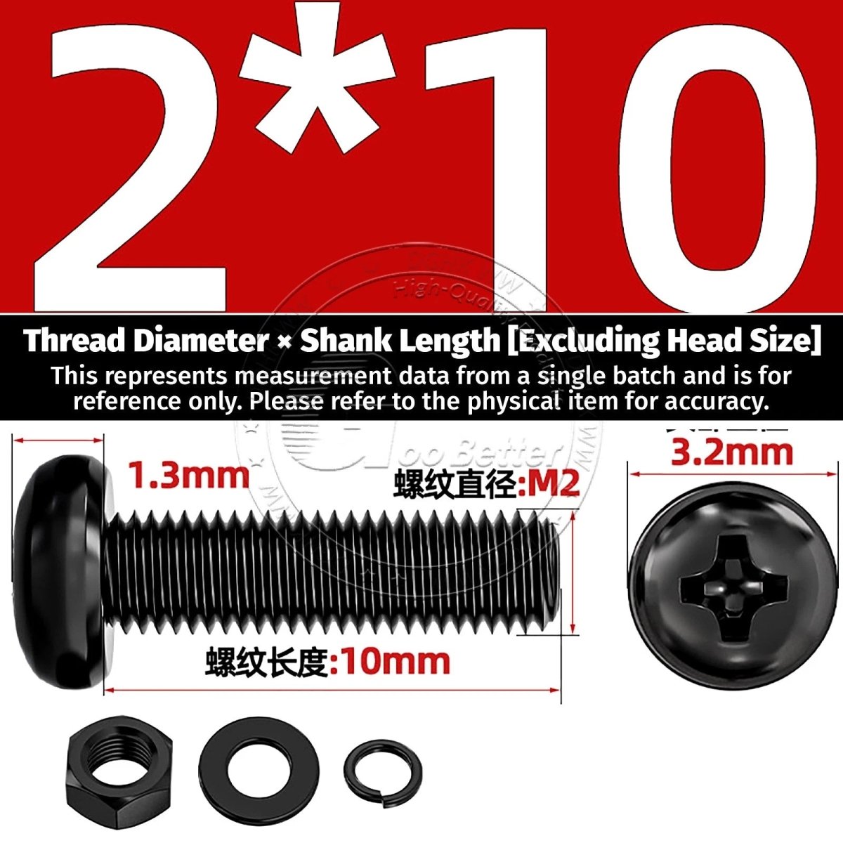 Black Phillips Pan Head Machine Screws with Washers — Metric M2 to M6 - HomeDIYer