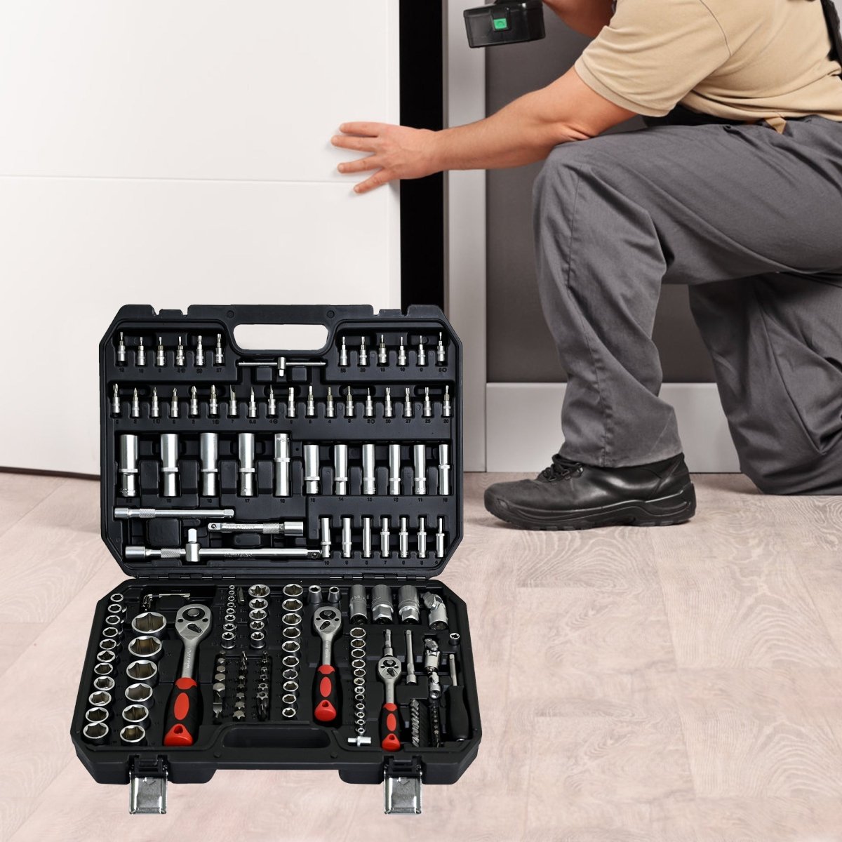 Tool Set - Socket and Ratchet Wrench Toolbox, 171pcs Tool Box, Universal Home Car Repair Tool Set for Men and, Perfect for Homeowners, DIY Enthusiasts, and Mechanics - HomeDIYer