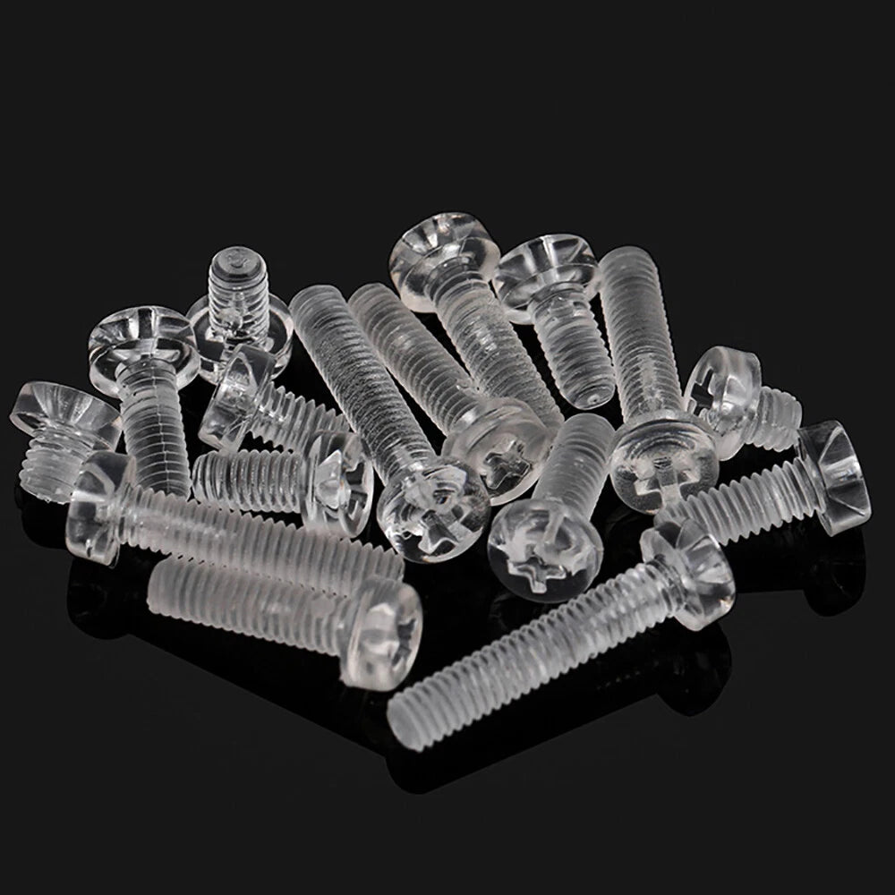 Transparent Nylon Phillips Round Head Machine Screws – M3 M4 M5 M6, PA66 Plastic, Fully Threaded