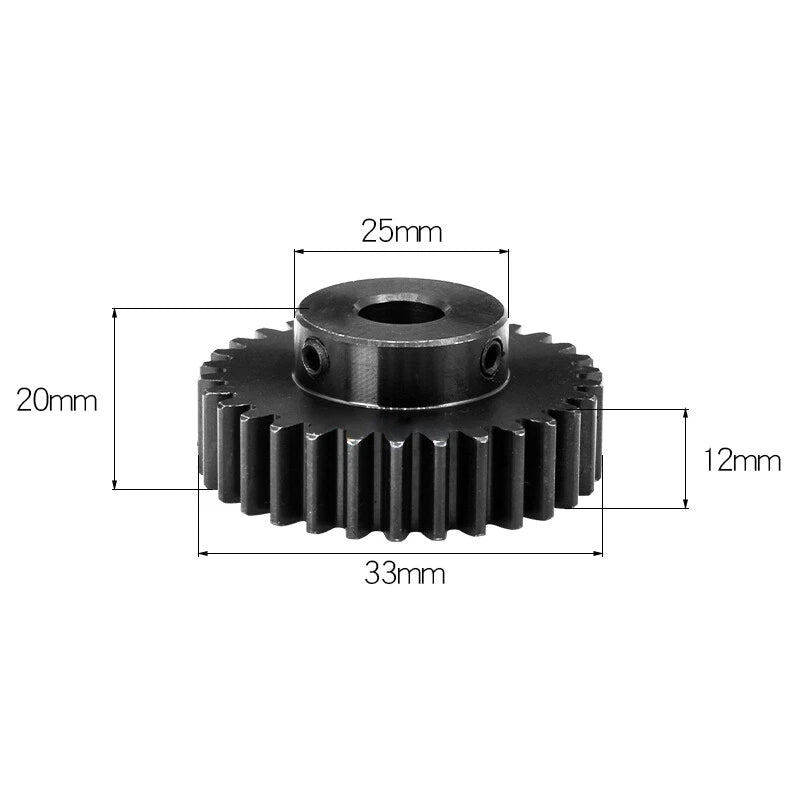 Mod 1.5 Steel Spur Gear 20 Teeth Bore 5mm-15mm Transmission Pinion with Keyslot