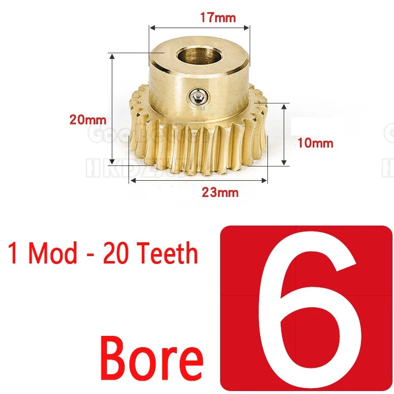 1 Modulus 20 Teeth Brass Worm Wheel Gear 1:20 Transmission Gear,Worm Rod Shaft