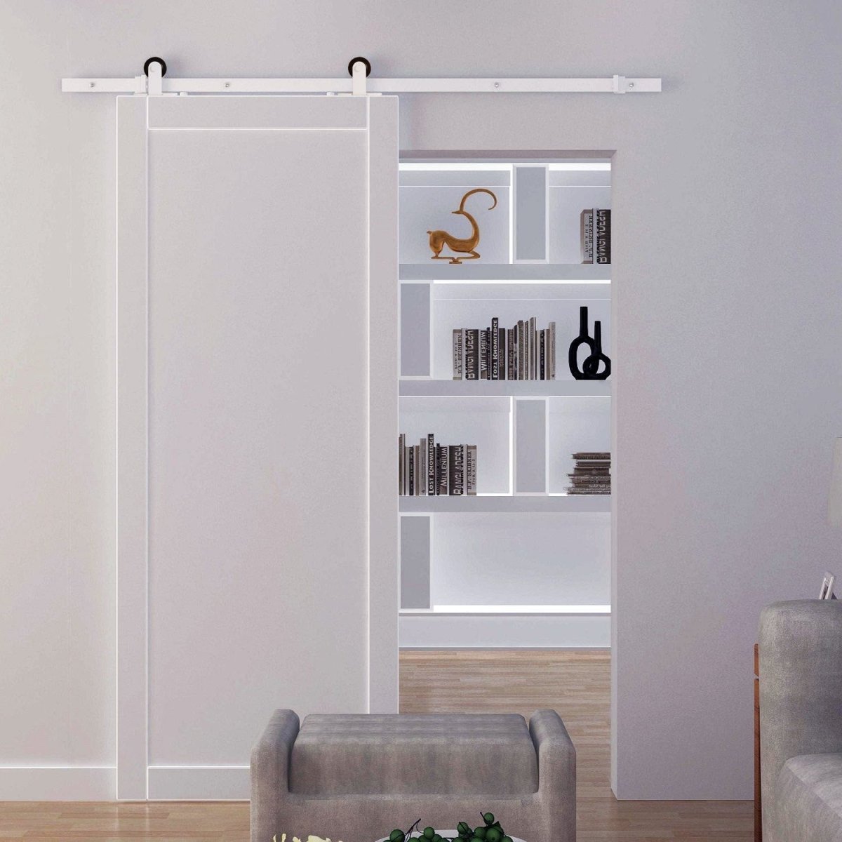 Rustic Interior Sliding Barn Door Mounting Hardware Kit White - HomeDIYer