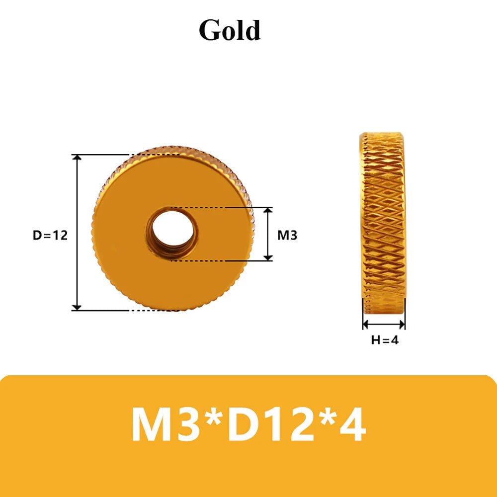M3–M10 Aluminum Anodized Knurled Thumb Nuts – Flat Through Hole Hand Screws (5 Colors) - HomeDIYer