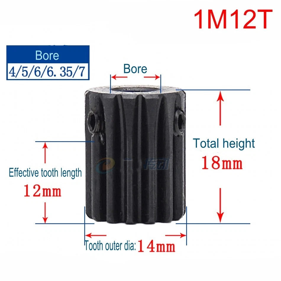 High Precision 1 Mod 10T-150T Spur Gear 45# Steel Pinion Gear With Step x 1Pcs