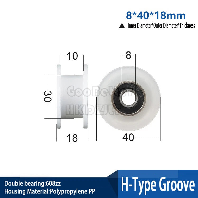 U-V-H Groove Nylon Pulley Wheel Bearing Embedded Guiding Rail Sliding Door