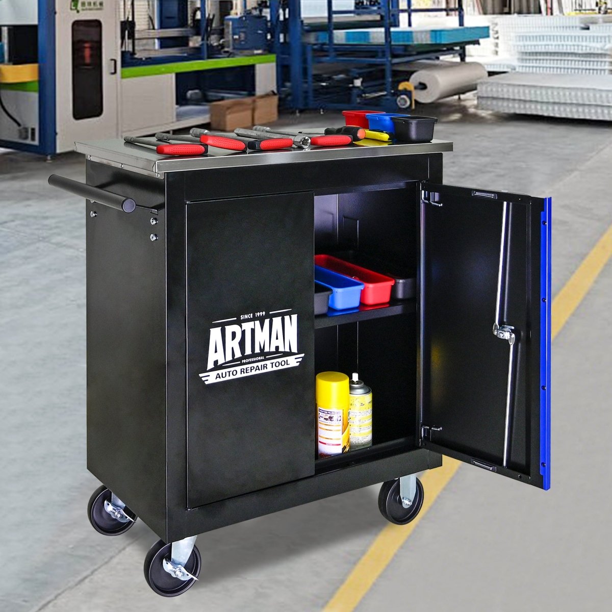 Movable Lockable Double Door Partition with Lock Multi - functional Hardware Storage Tool Car Auto Repair Locker - HomeDIYer