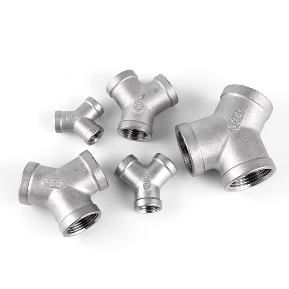 Stainless Steel 304 Female Thread 3-Way Y-Connector Pipe Fitting