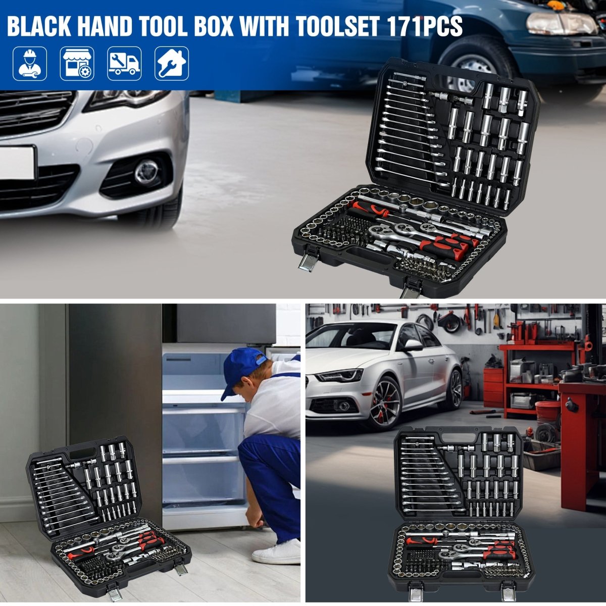 Combined Maintenance Tool Suitcase - 247 pieces of Basic Home Maintenance Tool Set, General Machinery Tool Set - HomeDIYer
