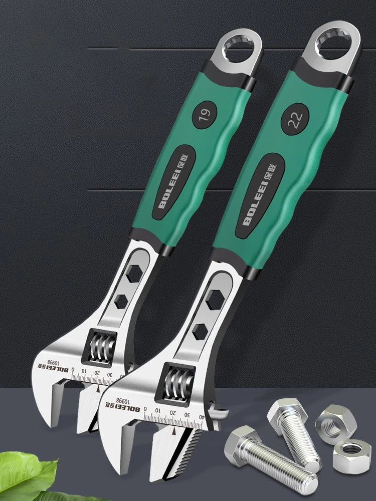 Multi-function Adjustable Spanner Wrench 8" 10" 12" Metric Scale Non-slip Handle