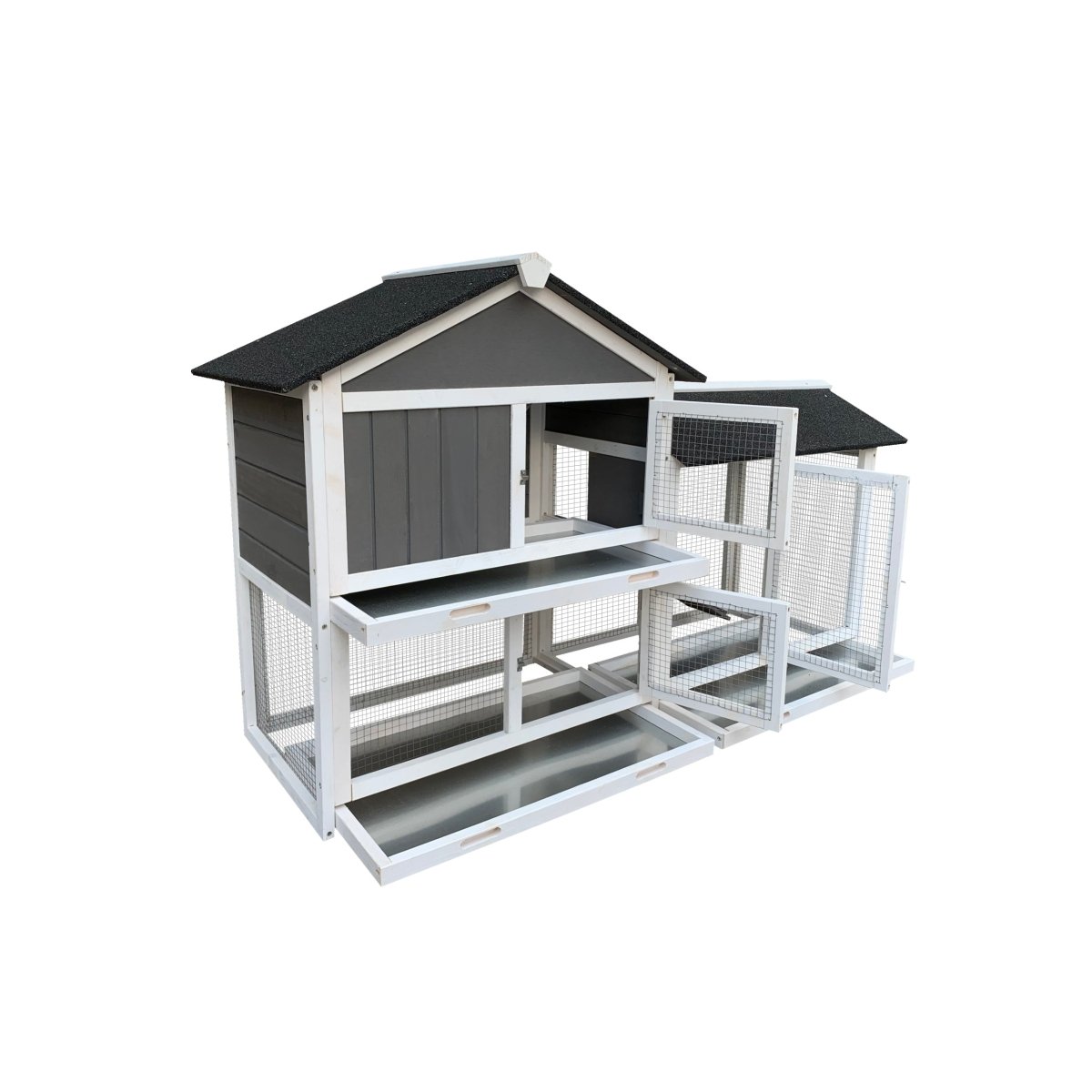 Removable Tray Ramp wooden outdoor rabbit hutch with running cage - HomeDIYer