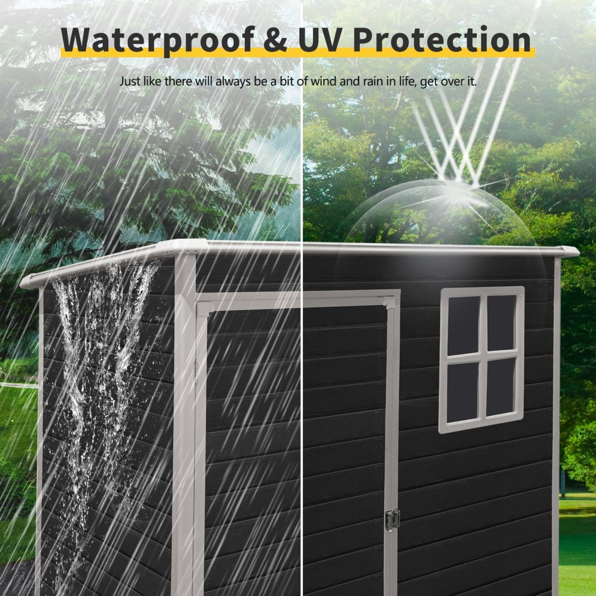 5x3ft Resin Outdoor Storage Shed Kit - Perfect to Store Patio Furniture,Black - HomeDIYer