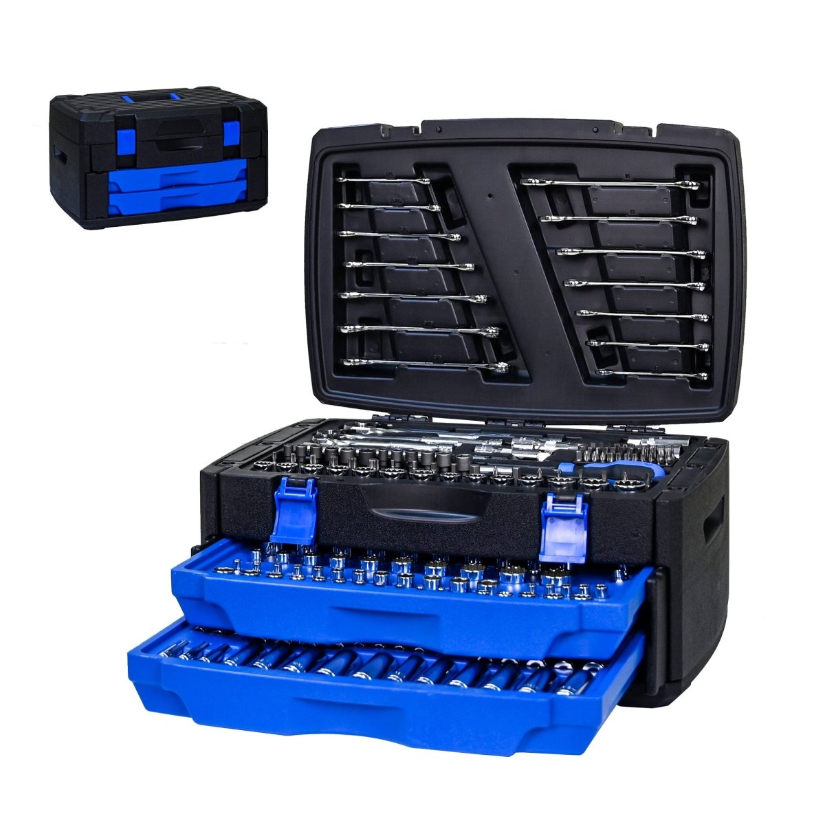 Black Hand Tool Box With Tool Set 266Pcs - HomeDIYer