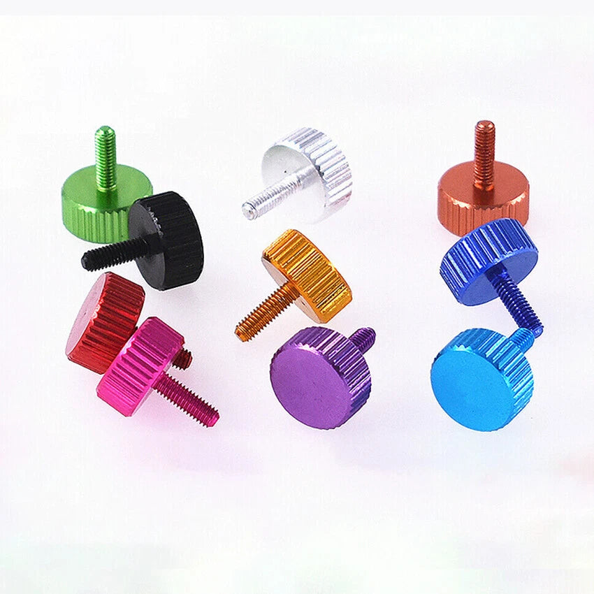 M2.5 / M2.6 x 8mm Aluminium Knurled Thumb Screws — Hand Grip Knob Bolts for PC & DIY