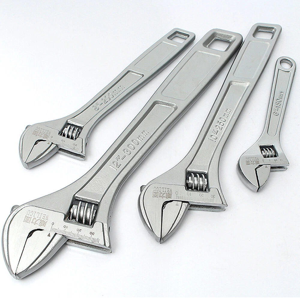 Adjustable Wrench Spanner 8 10" 12" Long 0-25 0-30 0-35 0-37 0-40 0-45mm Opening