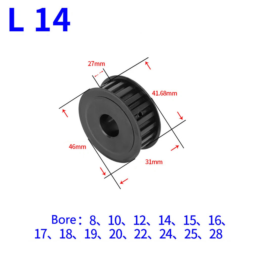 L-type 10T-30T Timing Belt Pulley Pitch 9.525mm With Keyway 45# Steel Width 27mm