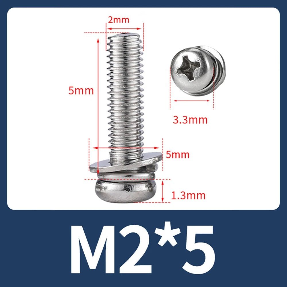 M2–M10 Phillips Button Head Machine Screws — 304 Stainless Steel - HomeDIYer
