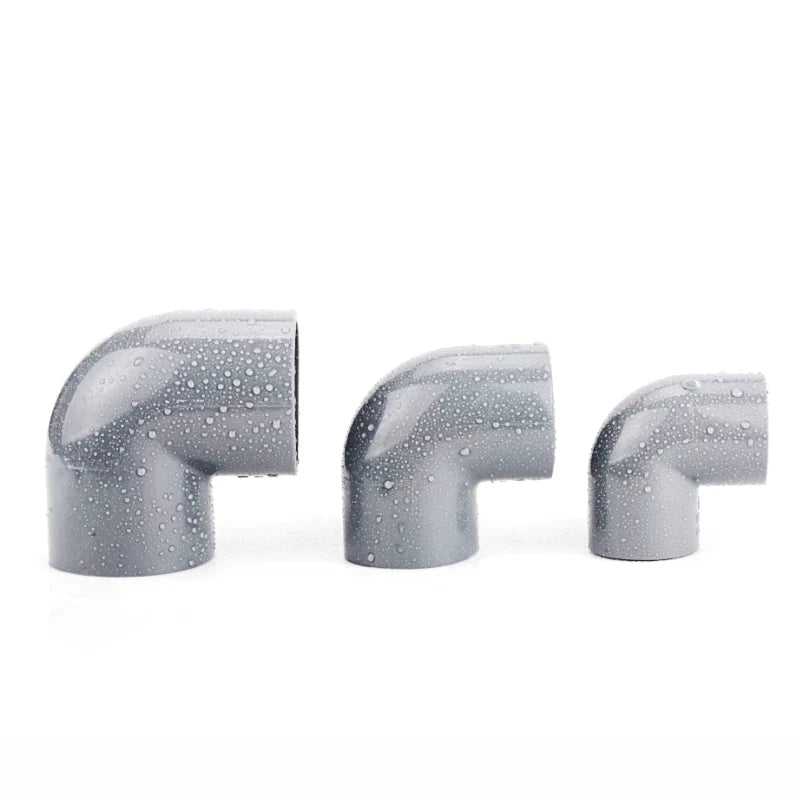 PVC Pipe Fittings Connector 90° Elbow Adapter Solvent Weld ID 20mm - 160mm Grey