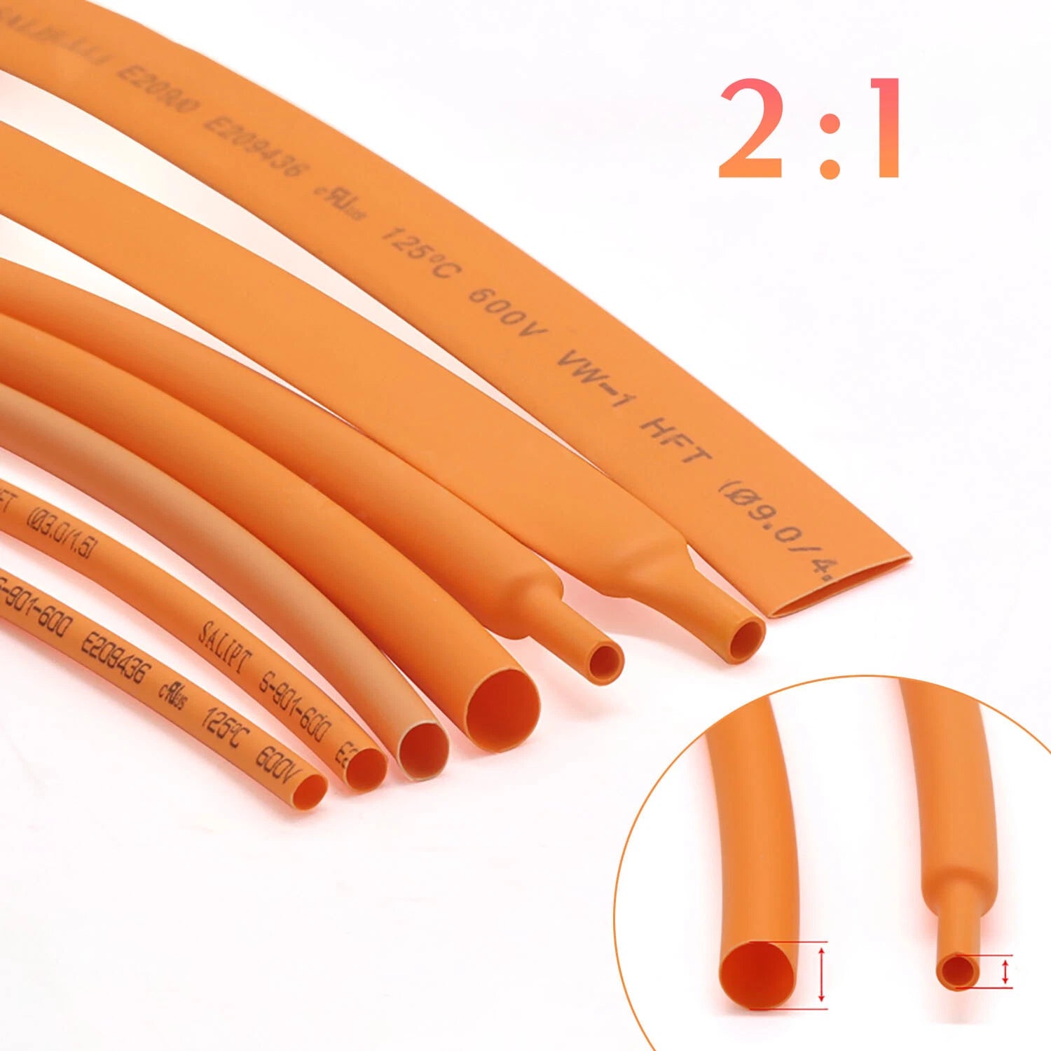 2:1 Heat Shrink Tubing – Electrical Wire Insulation Sleeve, 5 Colors