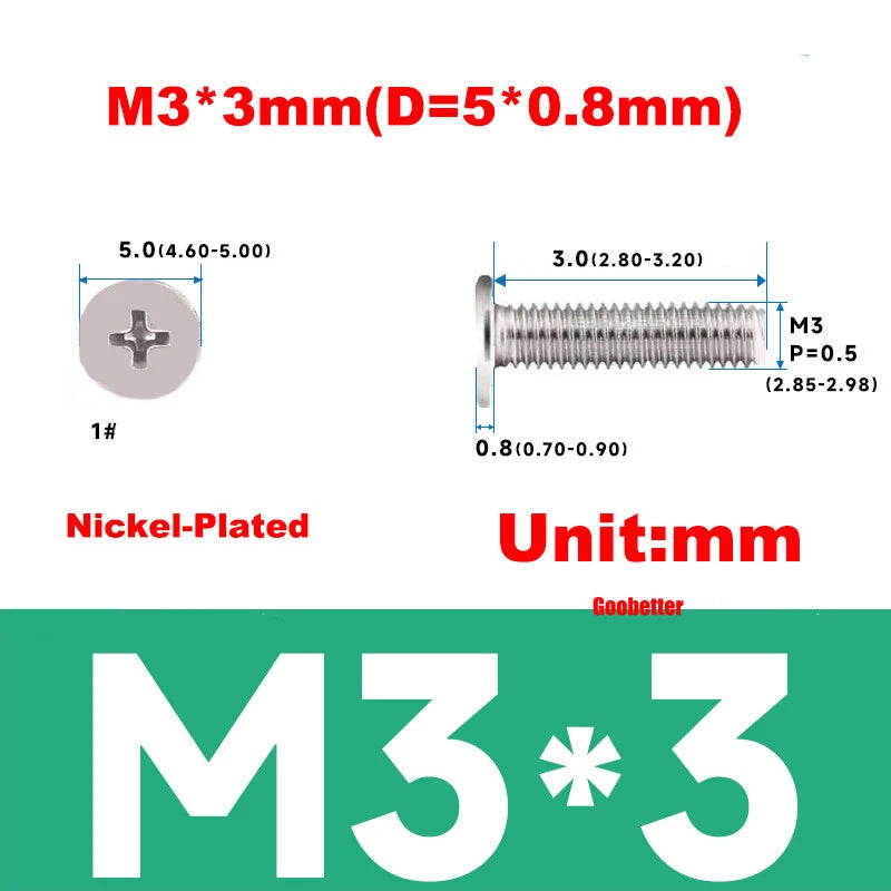 M3 Ultra Thin Wafer Flat Head Phillips Screws – Super Low Profile for Laptops & Electronics (3–6.5mm Thread Lengths)