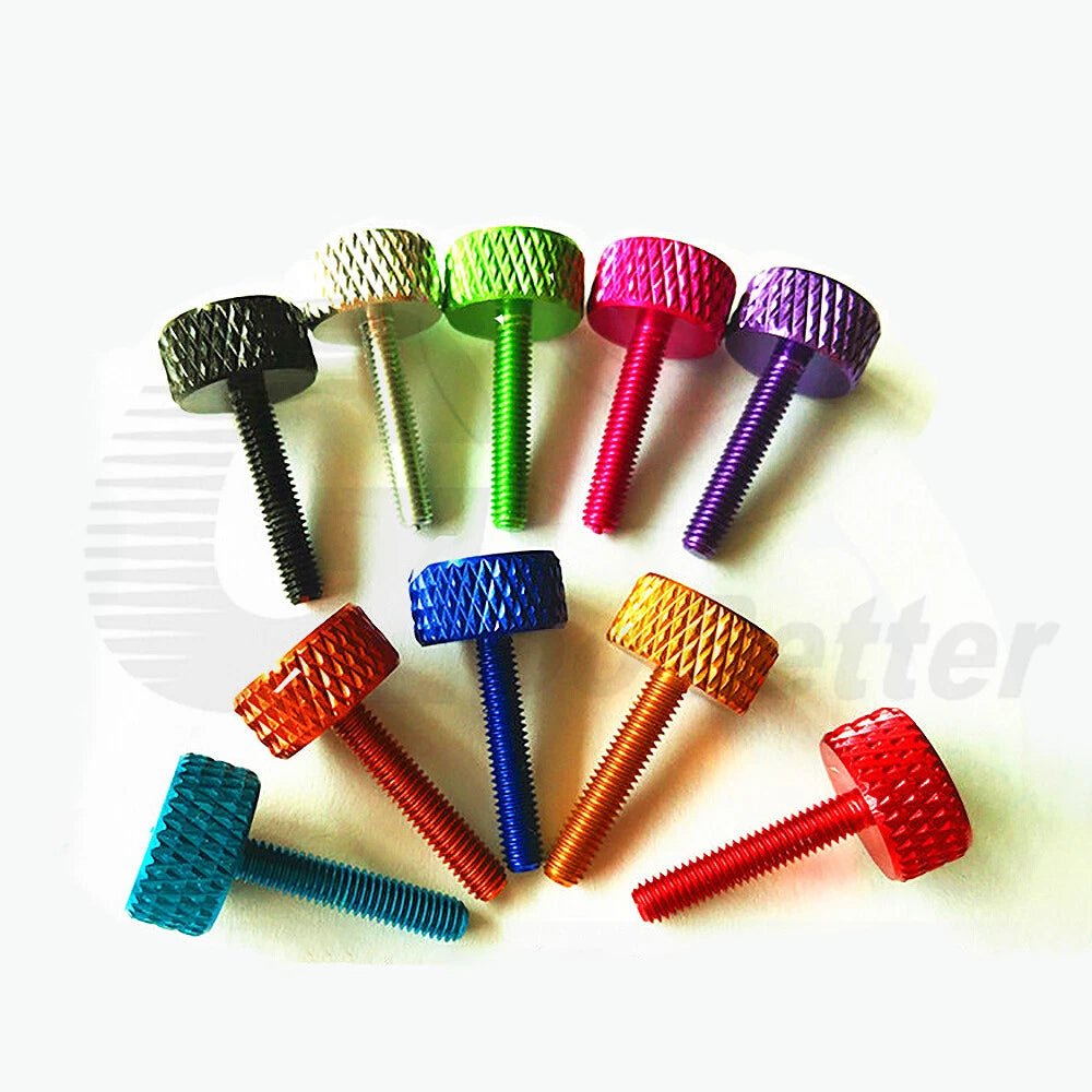 M3 Aluminum Knurled Thumb Screws – 5‑Pack, 5–50mm, Anodized 10 Colors, Hand Grip Bolts - HomeDIYer