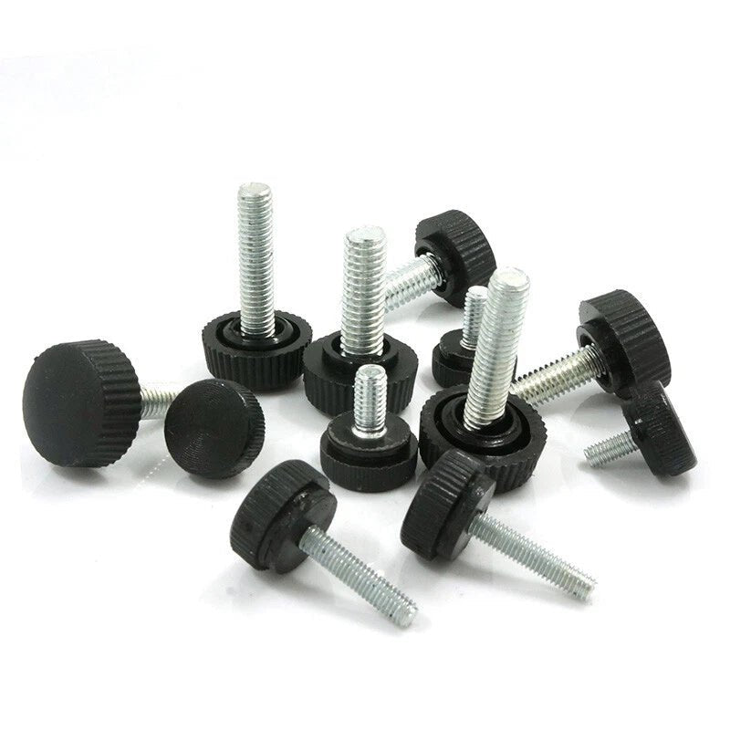 Plastic Round 12 Knurled Thumb Screws – Black, M3 M4 M5 M6, Zinc‑Plated Steel (Hand Knob Bolts) - HomeDIYer