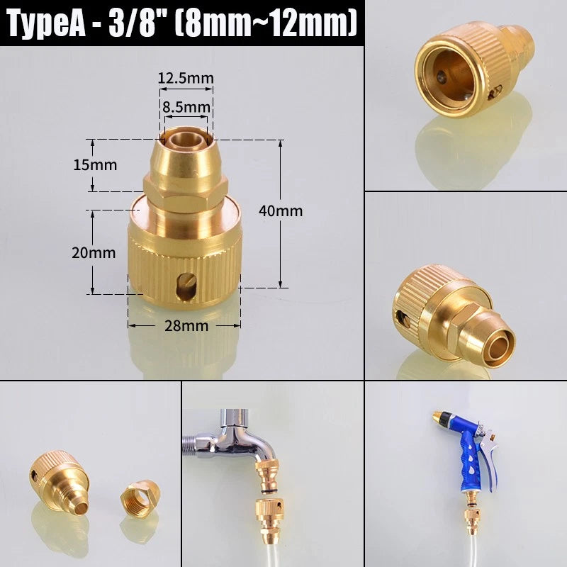 Water Stop Copper Quick Connect Hose Fitting — Male Thread Garden Tap Snap-On Connector