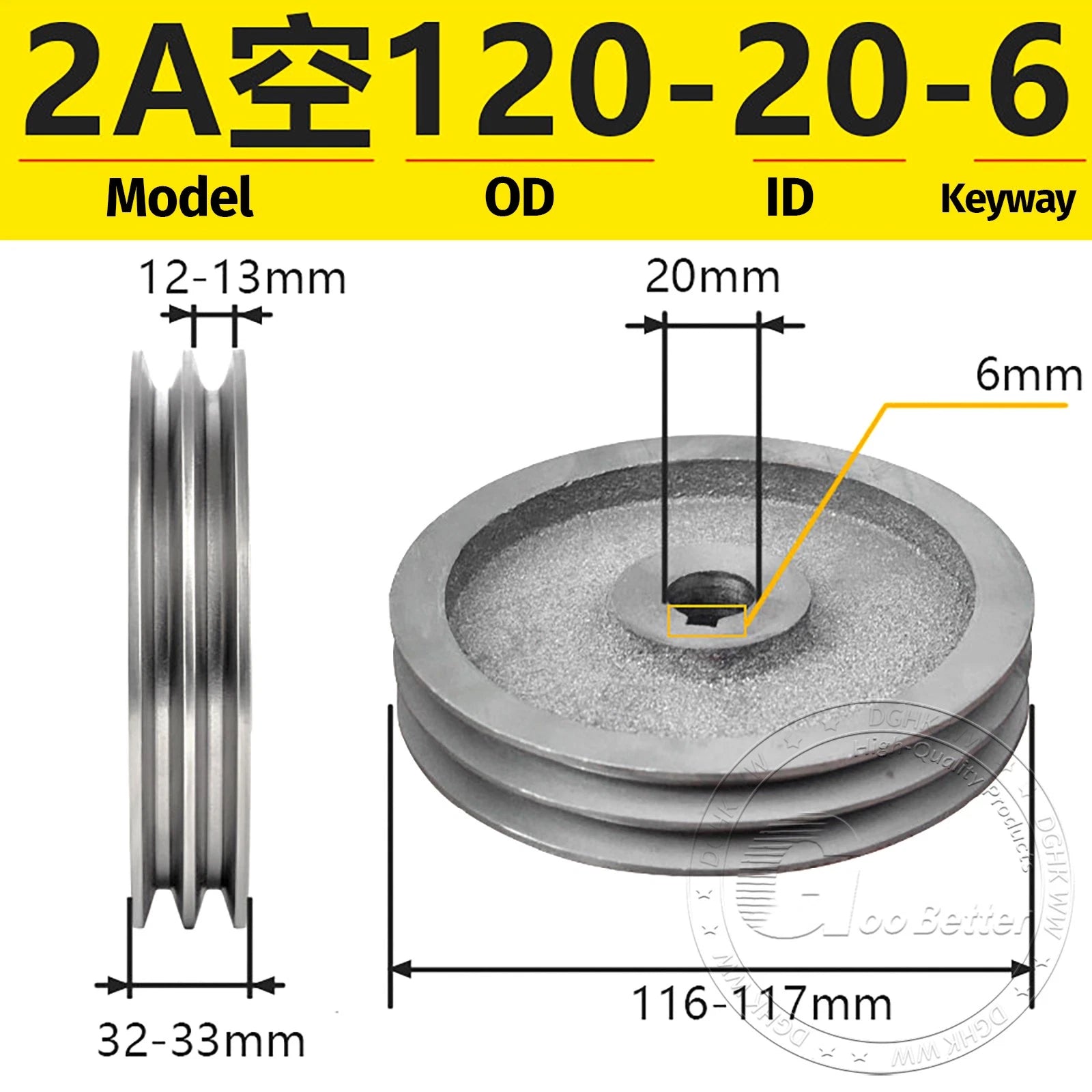 V-Belt Pulley Motor Pulleys Hollow 6-8mm Discs Dia Ø120-250mm For 2A Type Belts