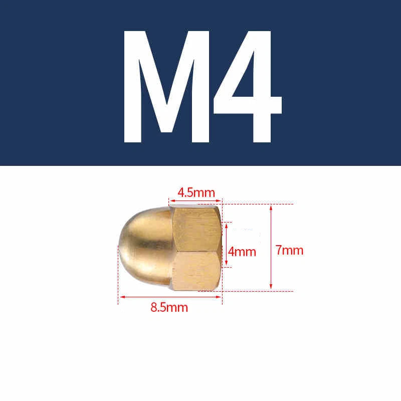 M3-M20 Solid Brass Cap Nuts – Brass Cover Screw Nuts & Decorative Dome Caps, Hex Acorn Nuts (Untreated Natural Finish)