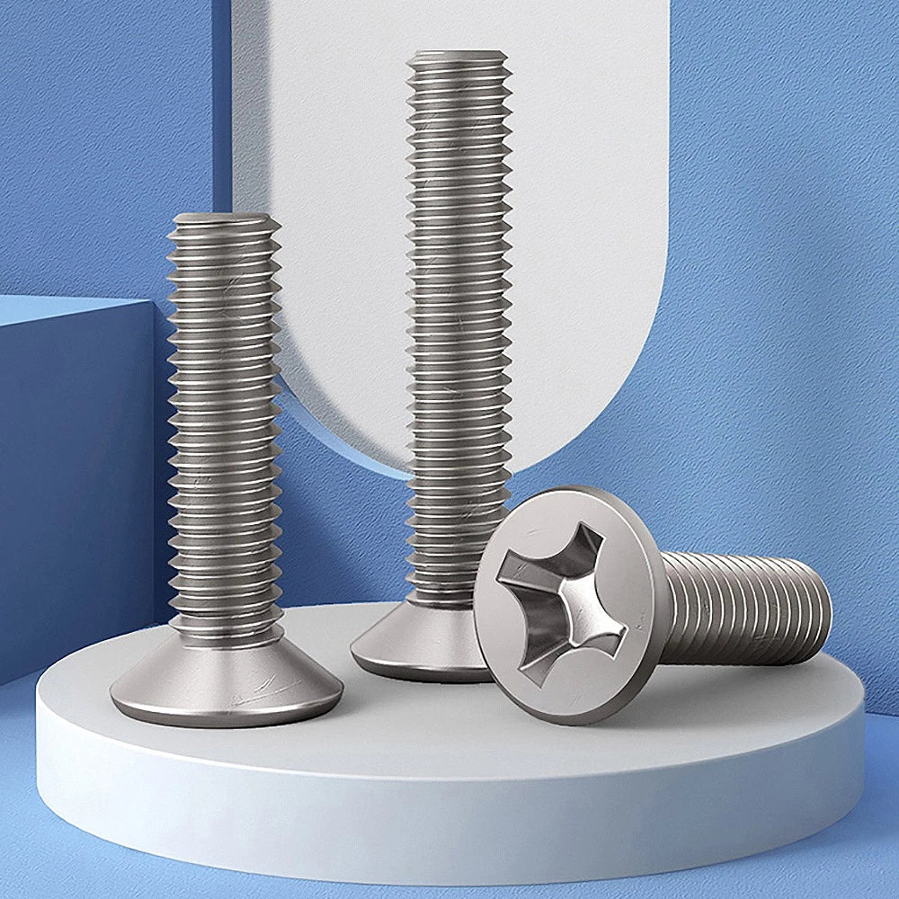 M1.4–M4 Countersunk Phillips Machine Screws – Nickel Plated, Fully Threaded (3–20mm Overall Length)
