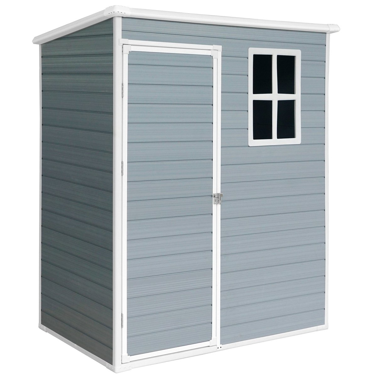 5ft x 3ft Resin Outdoor Storage Shed Plastic Garden Sheds with Floor and Lockable Door for Backyard, Lawn, Grey - HomeDIYer