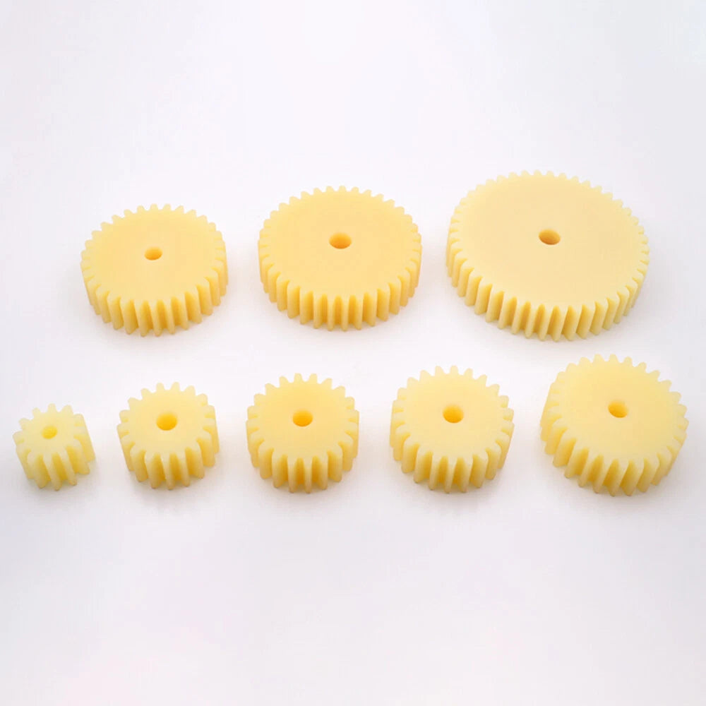 2 Module Plastic Nylon Spur Gear, Cylinder Flat Gears 12~50 Teeth, 6/8/10mm Bore