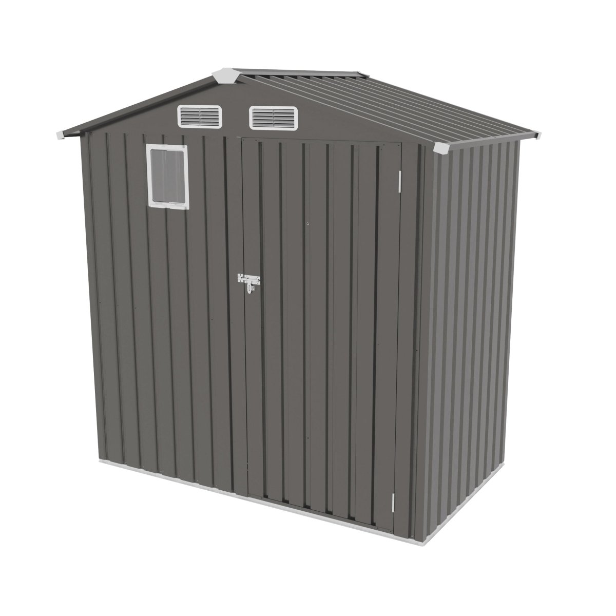 6X4 FT Metal Outdoor Storage Shed, Tool Shed with Pitched Roof Watertight with Positive Window and Lockable Door Compact Metal Tool Shed for Garden, Backyard, Patio, Sundries and Bike Storage, Gray - HomeDIYer