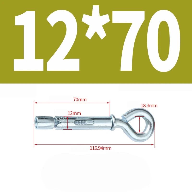 Closed Hook Eye Bolt with Expansion Anchor — Galvanised & 304 Stainless | M6.5 M8 M10 M12 - HomeDIYer