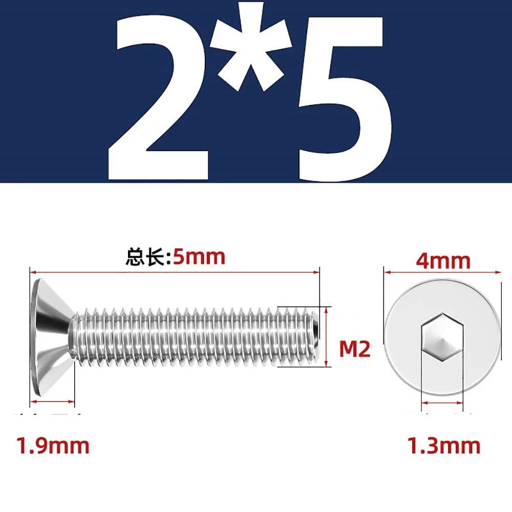 A4 Stainless Steel Countersunk Hex Socket Screws – Marine Grade, M2 to M16 (DIN 7991)