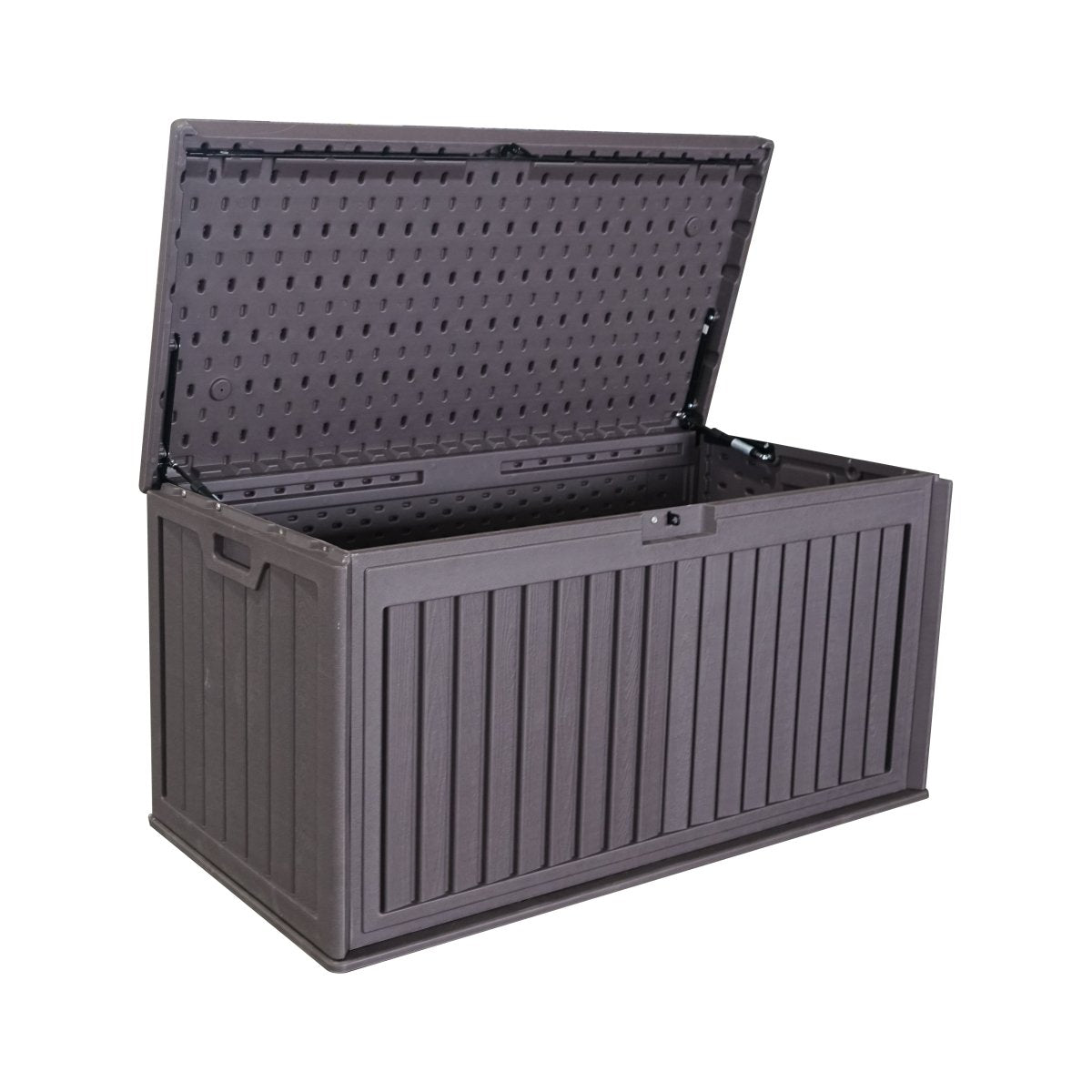 100 - Gallon Resin Deck Box with Lockable Lid | Waterproof Outdoor Storage Bench - HomeDIYer