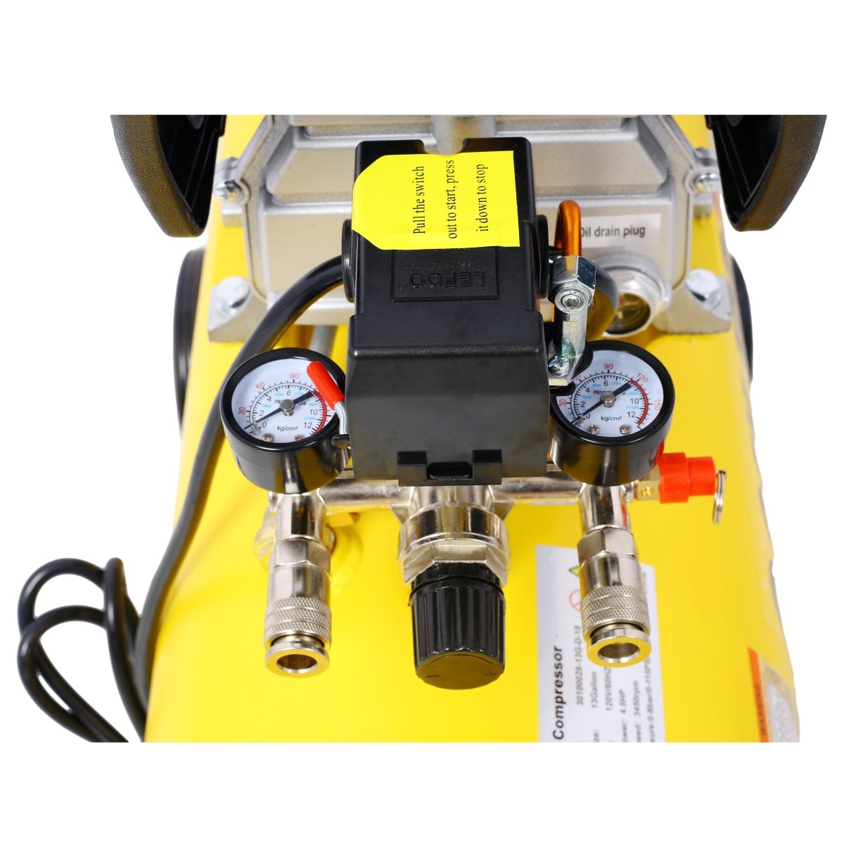 4.5HP Portable 13 Gallons Oil - Lubricated Air Compressor Tank Ultra Quiet Horizontal Tank Adjustable Pressure with Built - in Wheel - HomeDIYer