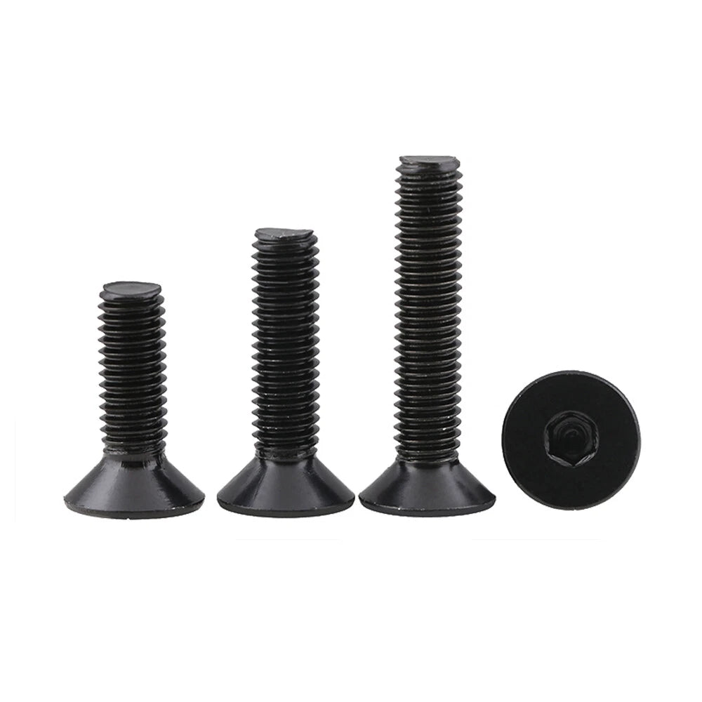 M3–M5 Black Hex Socket Countersunk Screws – A2 Stainless Steel, Electrophoresis Black, Fully Threaded (5–30mm Overall Length)