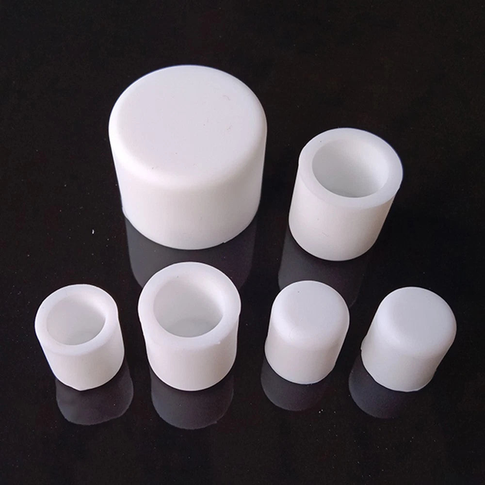White Round Silicone Rubber End Caps – Plastic Plug Tubes for Chair Legs, Screw Protect, Pipe Covers (3mm – 157.5mm)