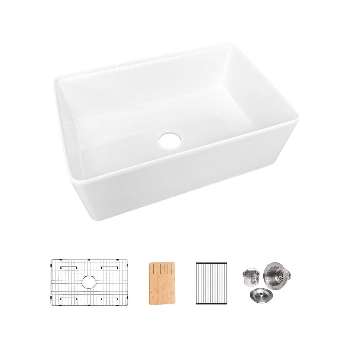 Fireclay 30" L X 20" W Workstation Farmhouse Kitchen Sink With Accessories - HomeDIYer
