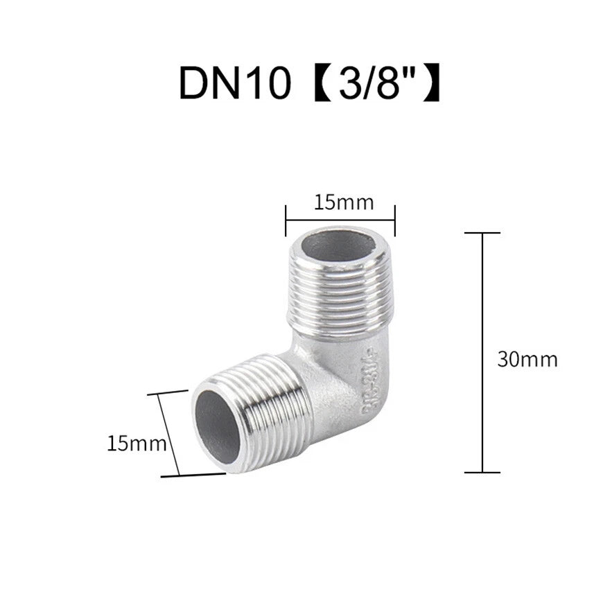 BSP Male to Male 304 Stainless Steel 90° Elbow Pipe Fitting — 1/4" to 2"