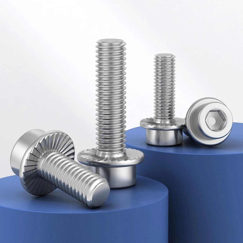 M5–M12 Flange Cap Head Hex Socket Screws – 304 Stainless Steel, Fully Threaded (8–60mm)