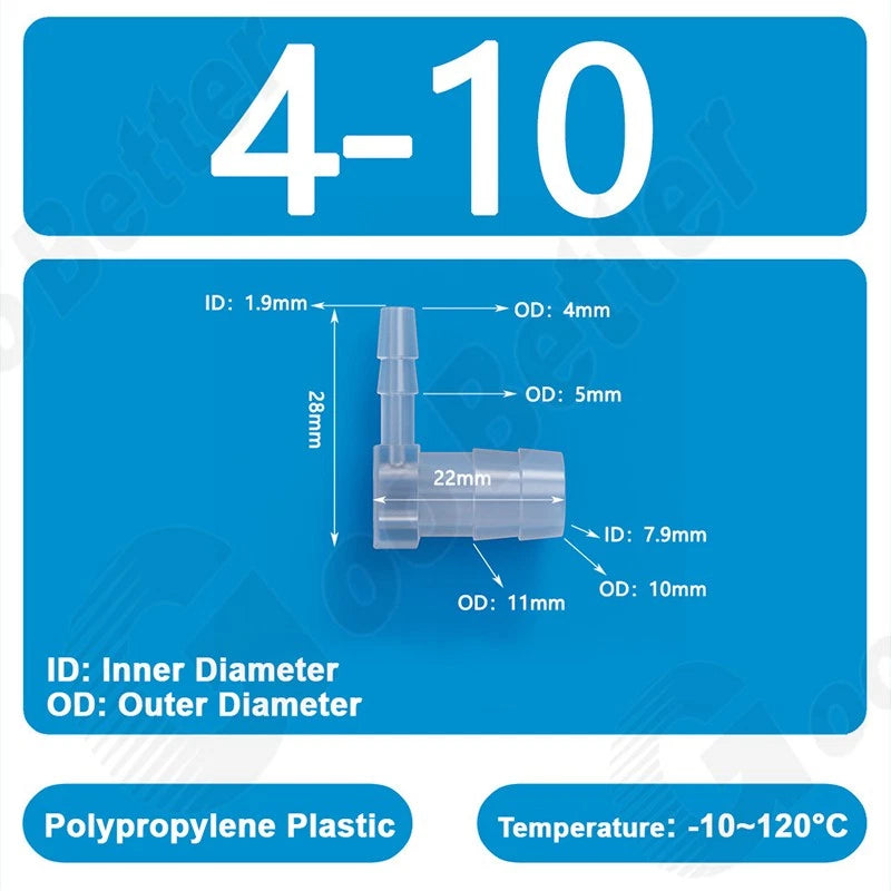 Plastic 90 Degree Elbow Barbed Hose Joiner Reducer Connector L-type Pipe Water